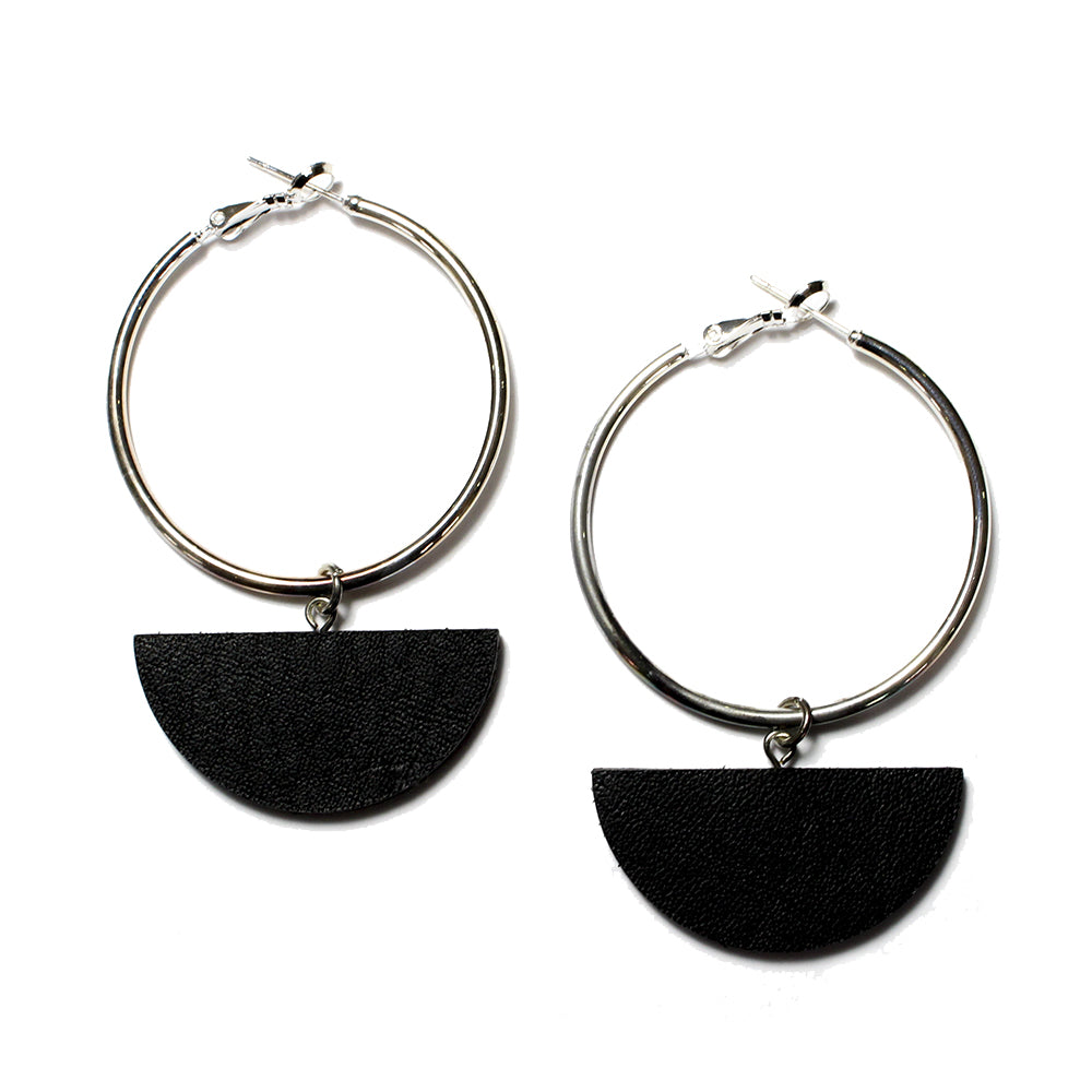 Dark Horse Selene Silver Plated Hoop Ear-Rings - Black