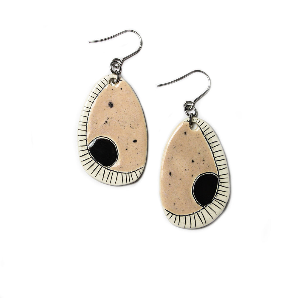 Isla Clay Ceramic Dangle Ear-Rings - Baby Pink