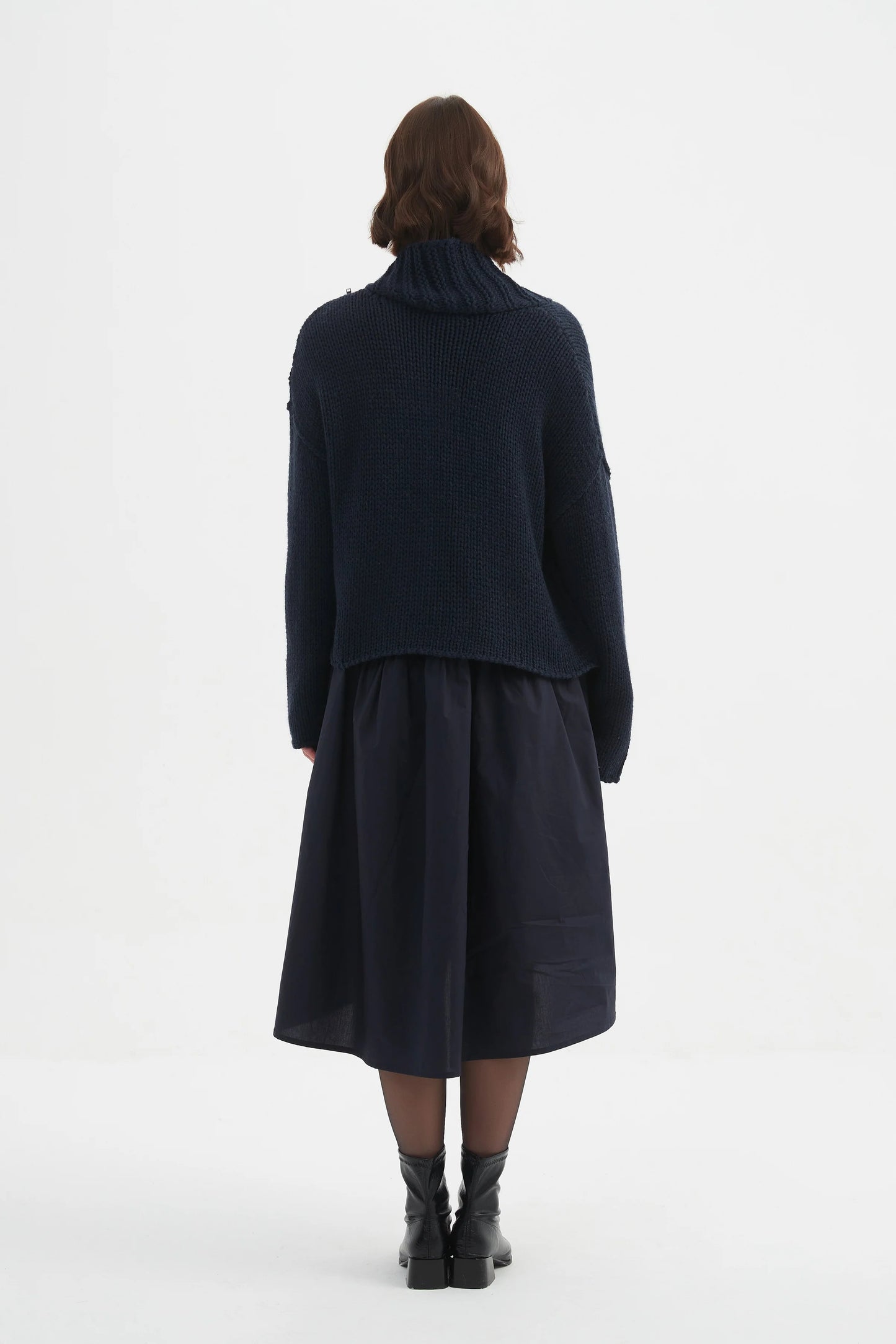 Navy Zip Collar Cardigan
