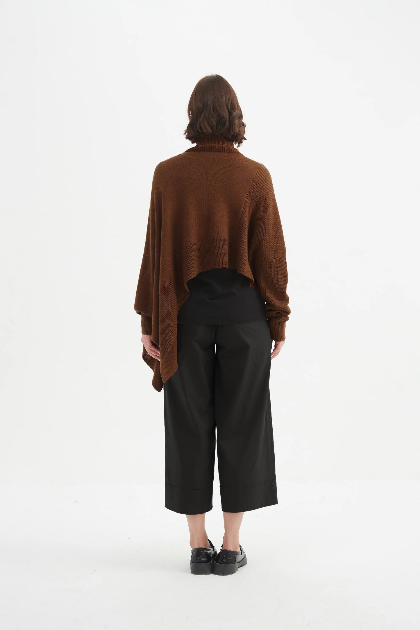 Chestnut Asymmetric Crop Knit