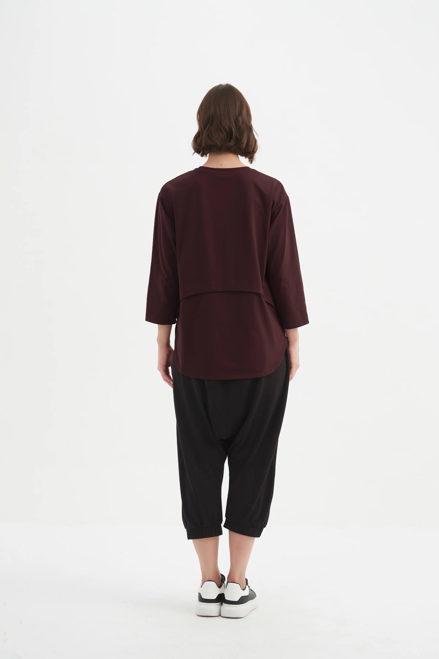 Aubergine Curved Seam Top