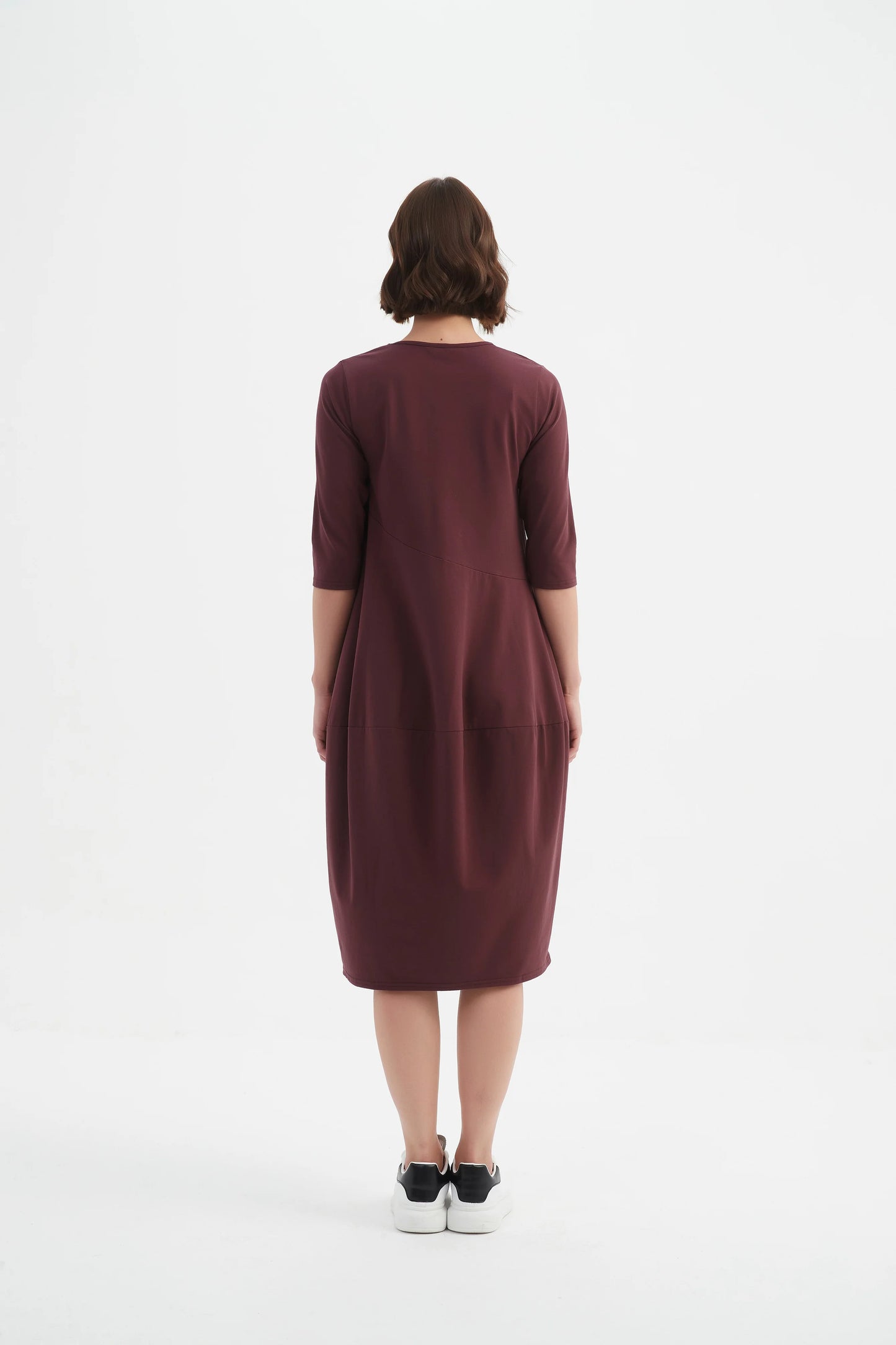 Aubergine Diagonal Seam Winter Dress | Tirelli