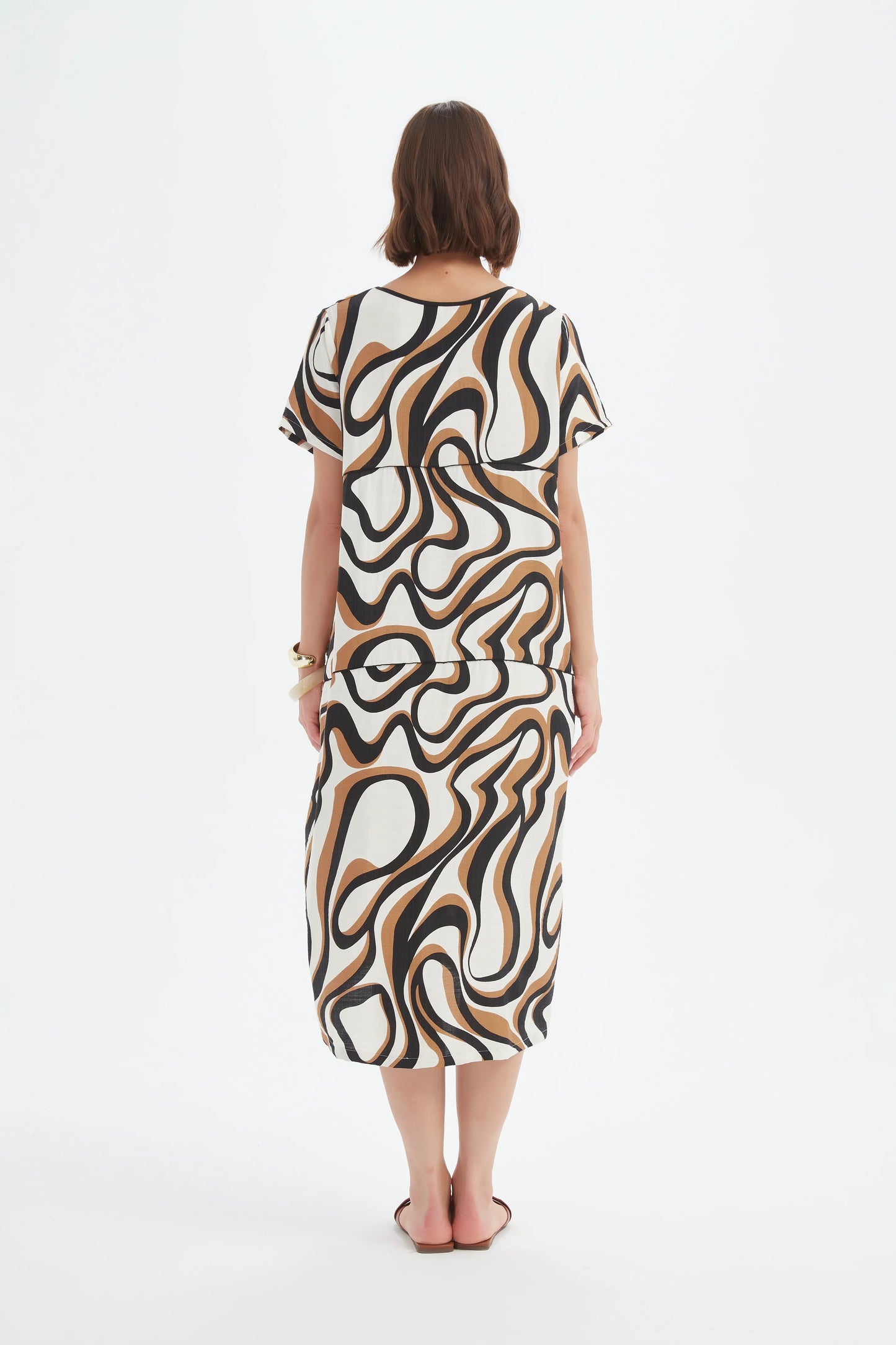 Caramel Swirl Print Panel Dress | Tirelli