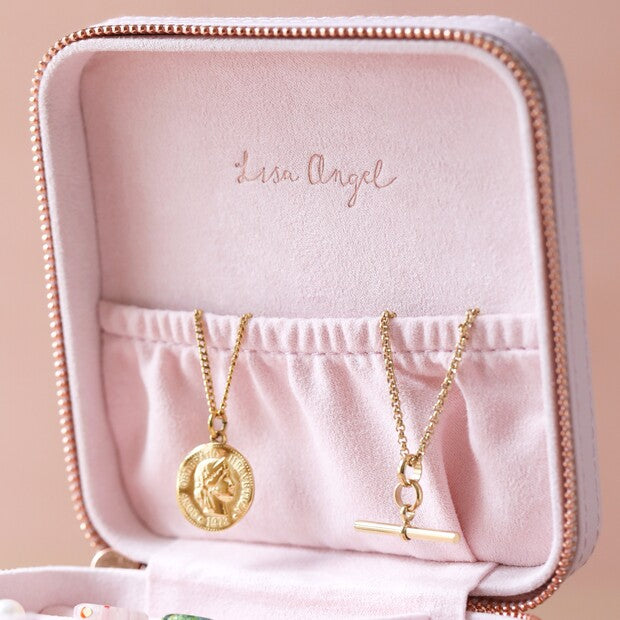 Square Travel Jewellery Case in Lilac Pink | Lisa Angel
