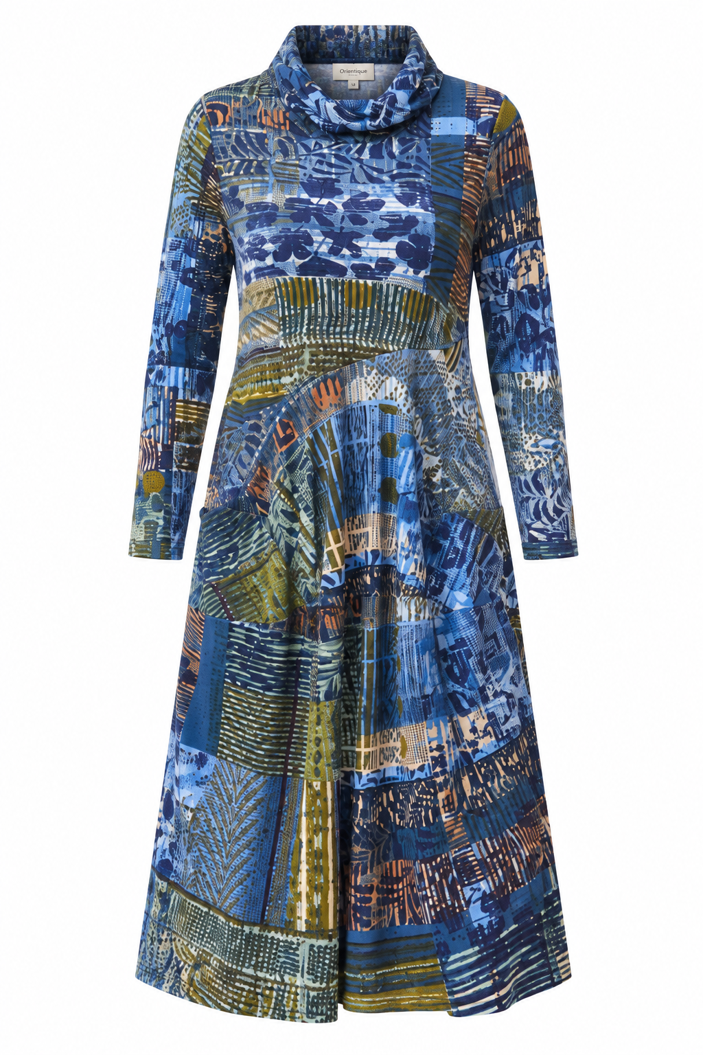 Isfahan Bubble Cowl Neck Print Dress – 31049 | Orientique