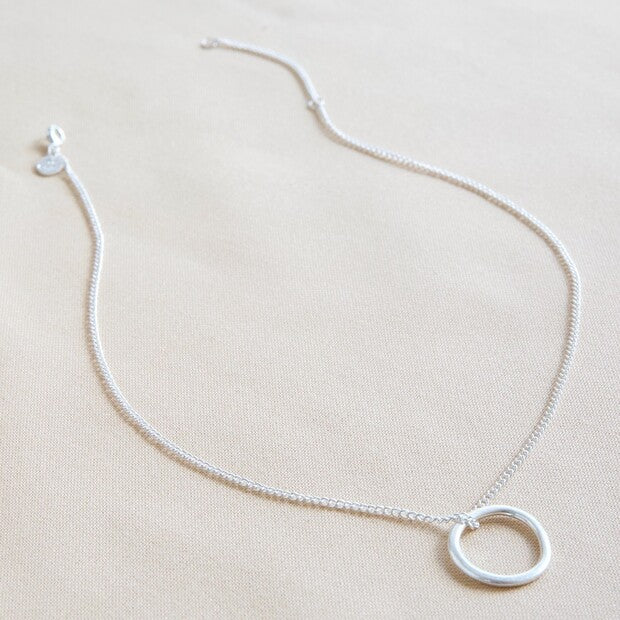 Organic Style Hoop Silver Necklace