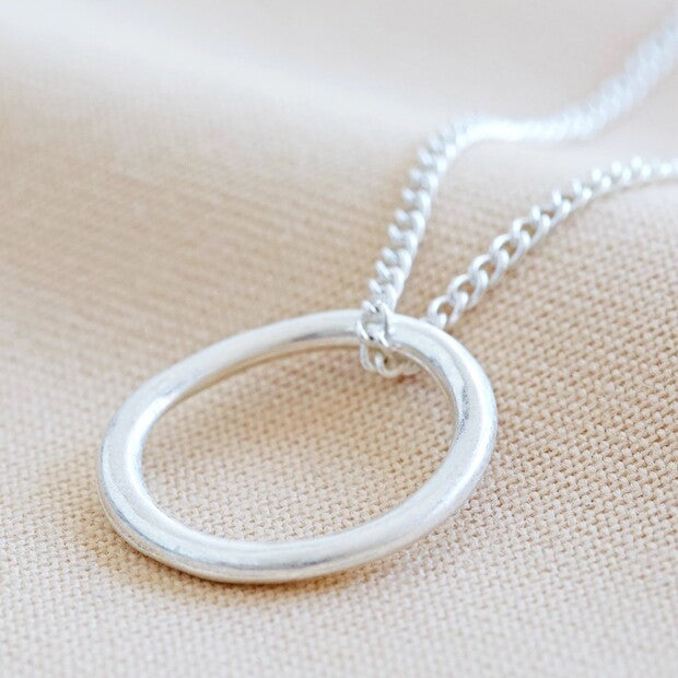 Organic Style Hoop Silver Necklace