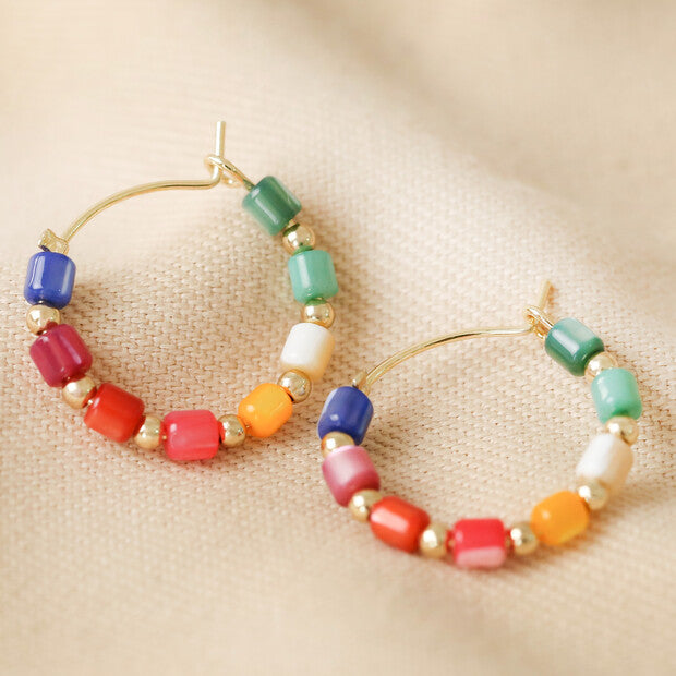 Small Beaded Hoop Ear-Rings