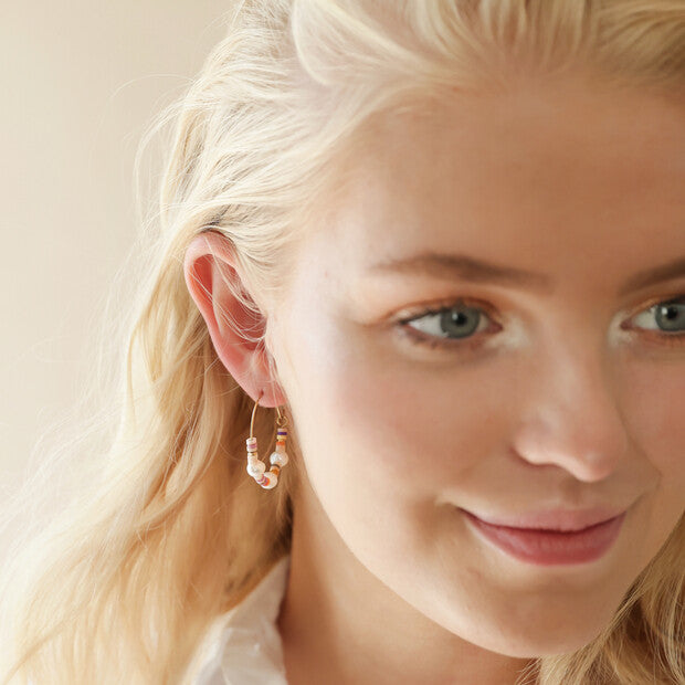 Bead & Pearl Hoop Hoop Ear-Rings