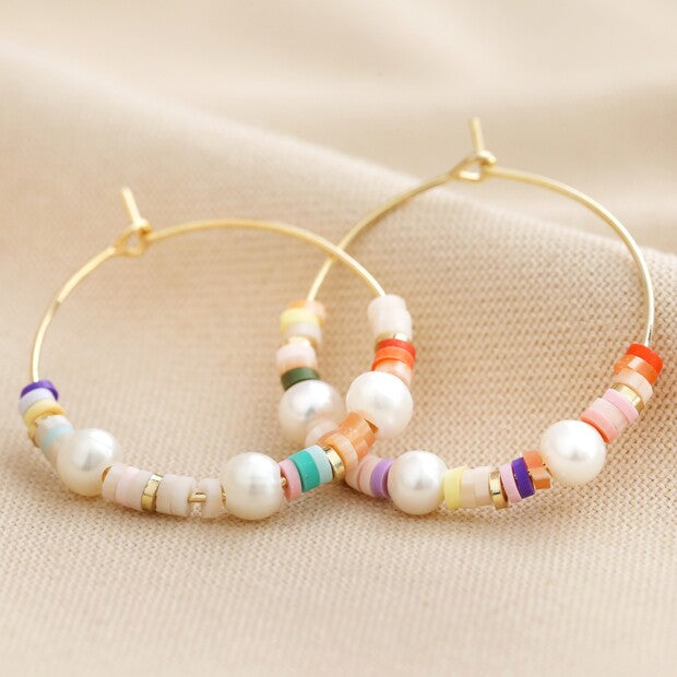Bead & Pearl Hoop Hoop Ear-Rings