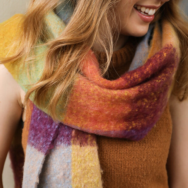 Burgundy/Mustard Check Scarf
