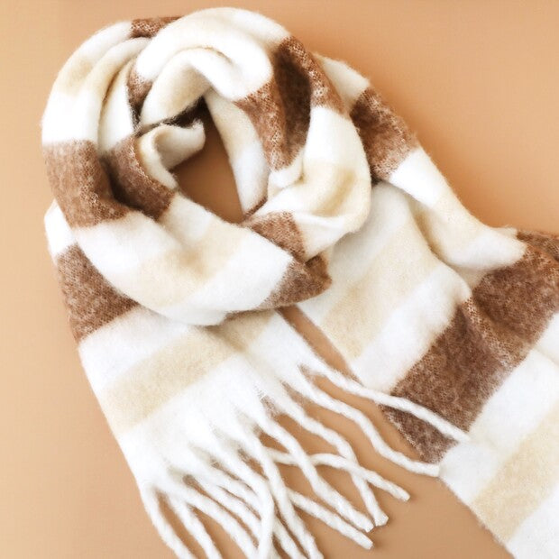 Neutral/Brown Striped Scarf