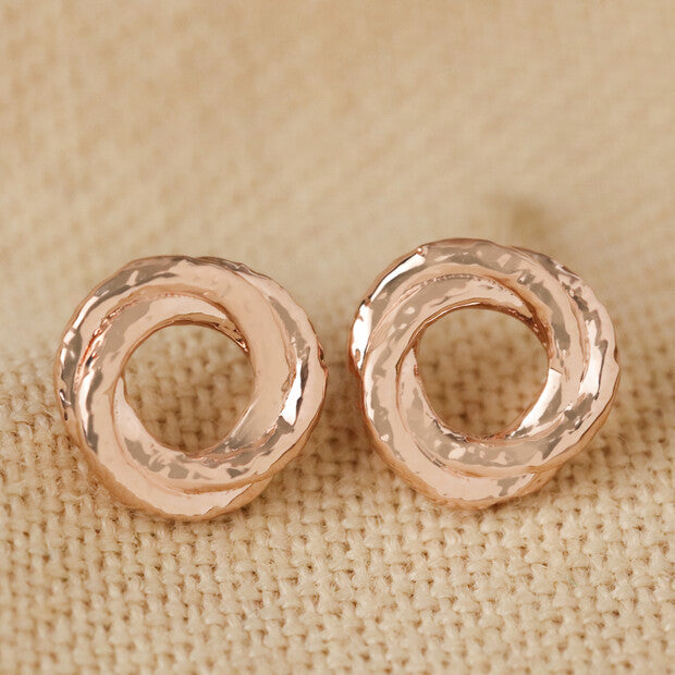 Organic Russian Ring Molten Stud Ear-rings in Rose Gold