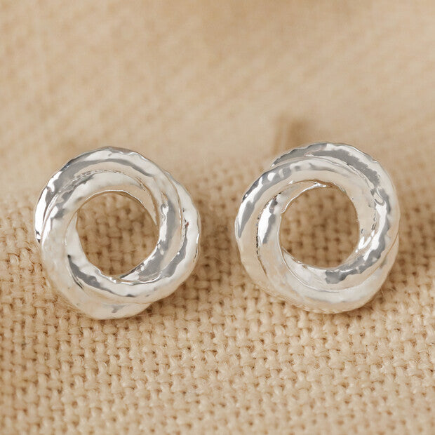 Organic Russian Ring Molten Stud Ear-rings in Silver