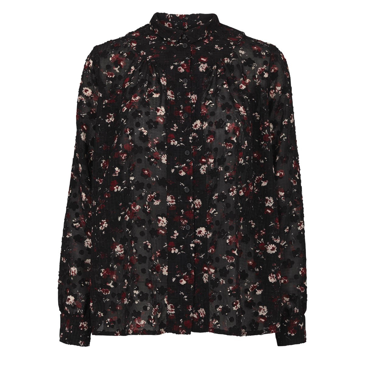Semi Sheer Black Print Odette Blouse from Second Female