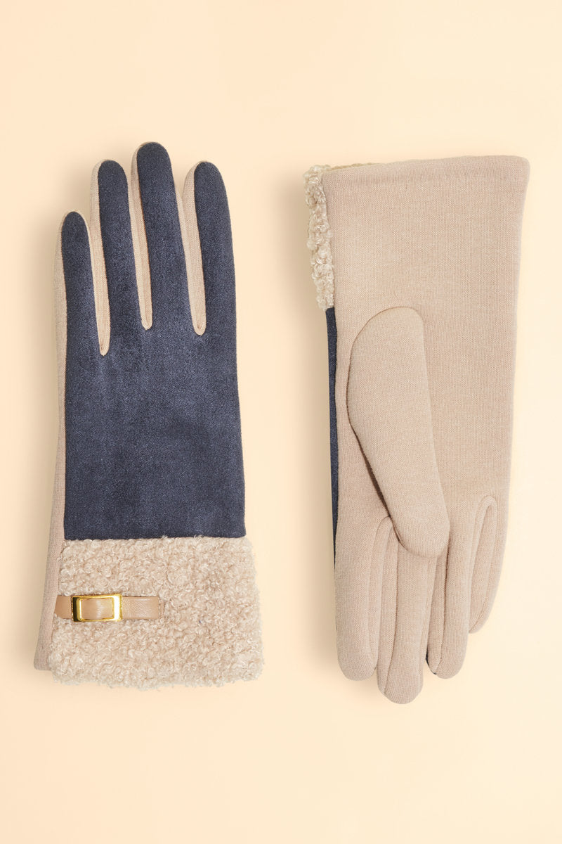 Denim Faux Suede Gloves - Audrey