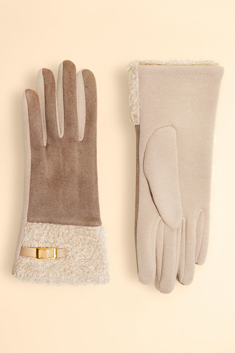Stone Faux Suede Gloves - Audrey