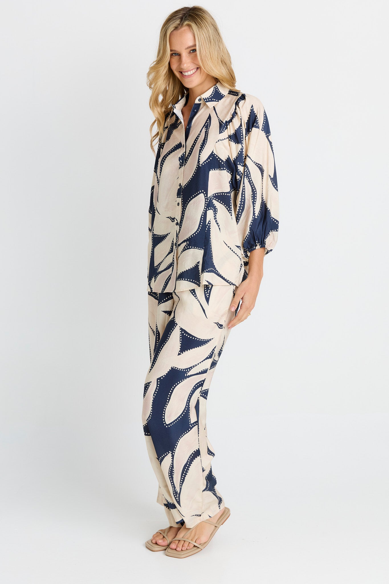 Navy Floral Print Nova Shirt | Betty Basics