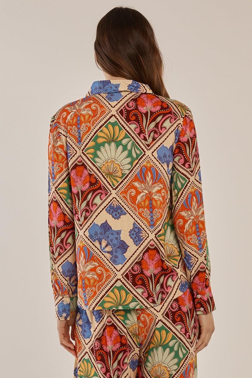 Villa Floral Print Frida Frill Shirt | Betty Basics