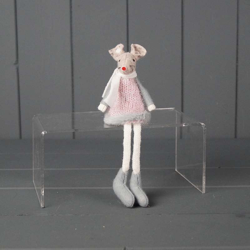 Hanging Mouse in Fur Trimmed Dress | Satchville