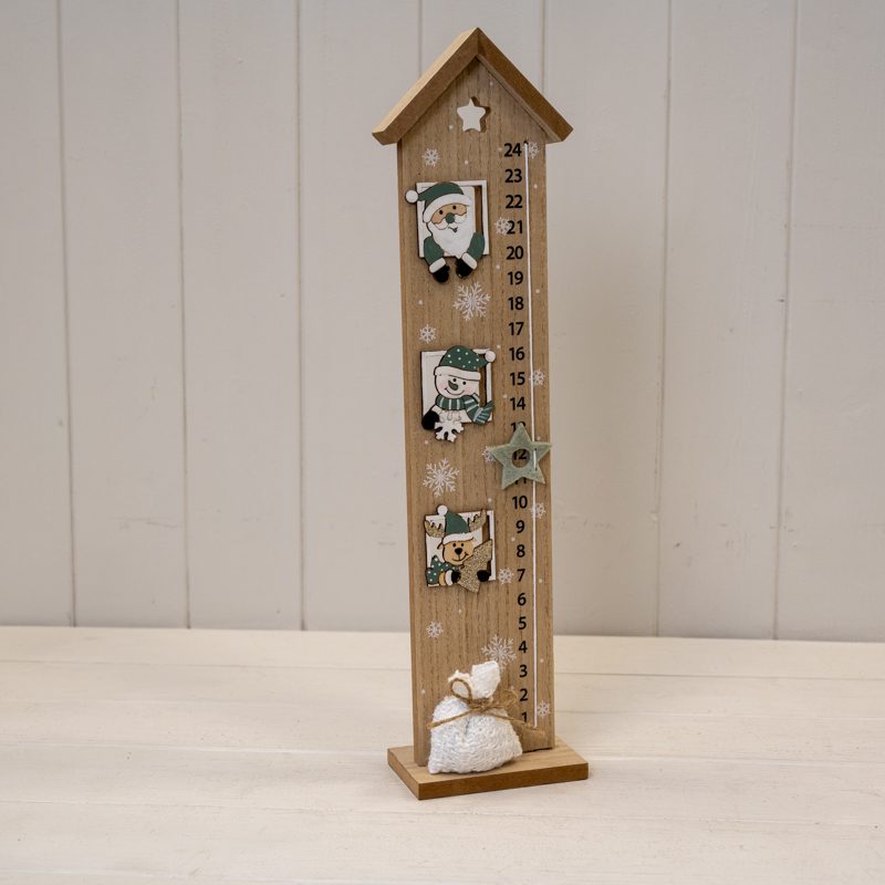 Advent Calendar House with Green Santa and Snowman | Satchville