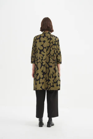 Black & Moss Handkerchief Hem Print Shirt | Tirelli