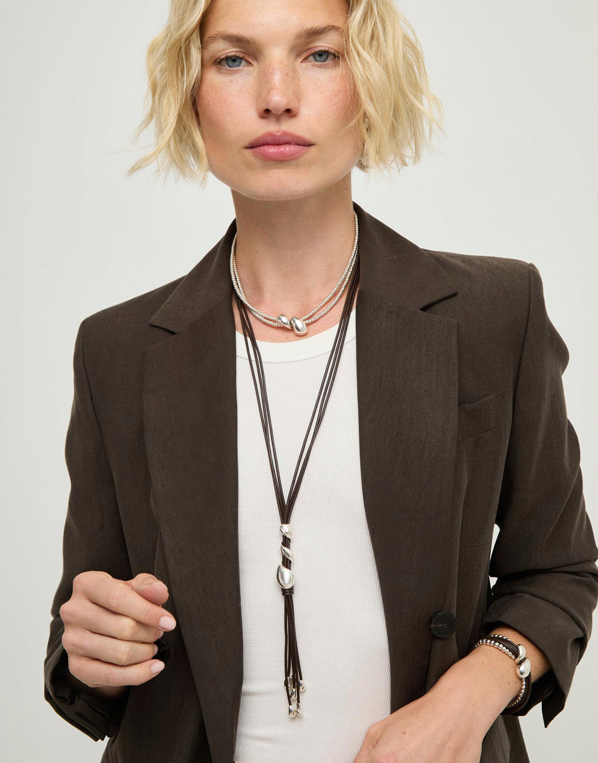 UNOde50 Radix Long Leather Necklace – Silver | COL2099