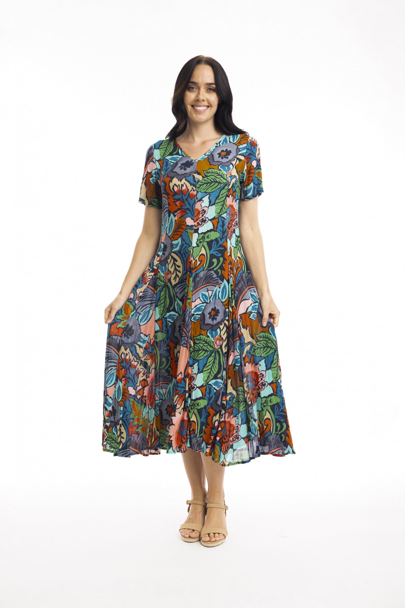 Cape Verde Short Sleeve Godet Dresss