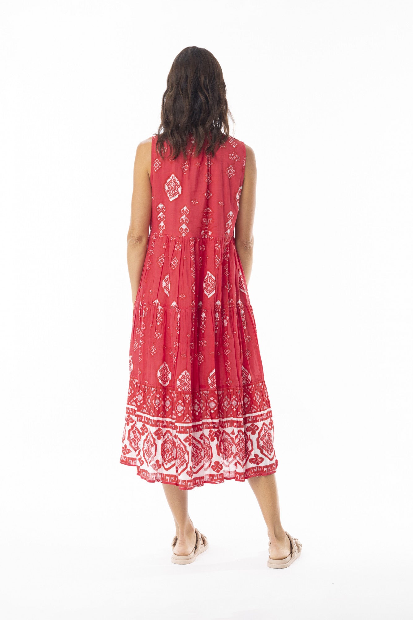 Carla Sleeveless Layered Red Dress | Escape 40149