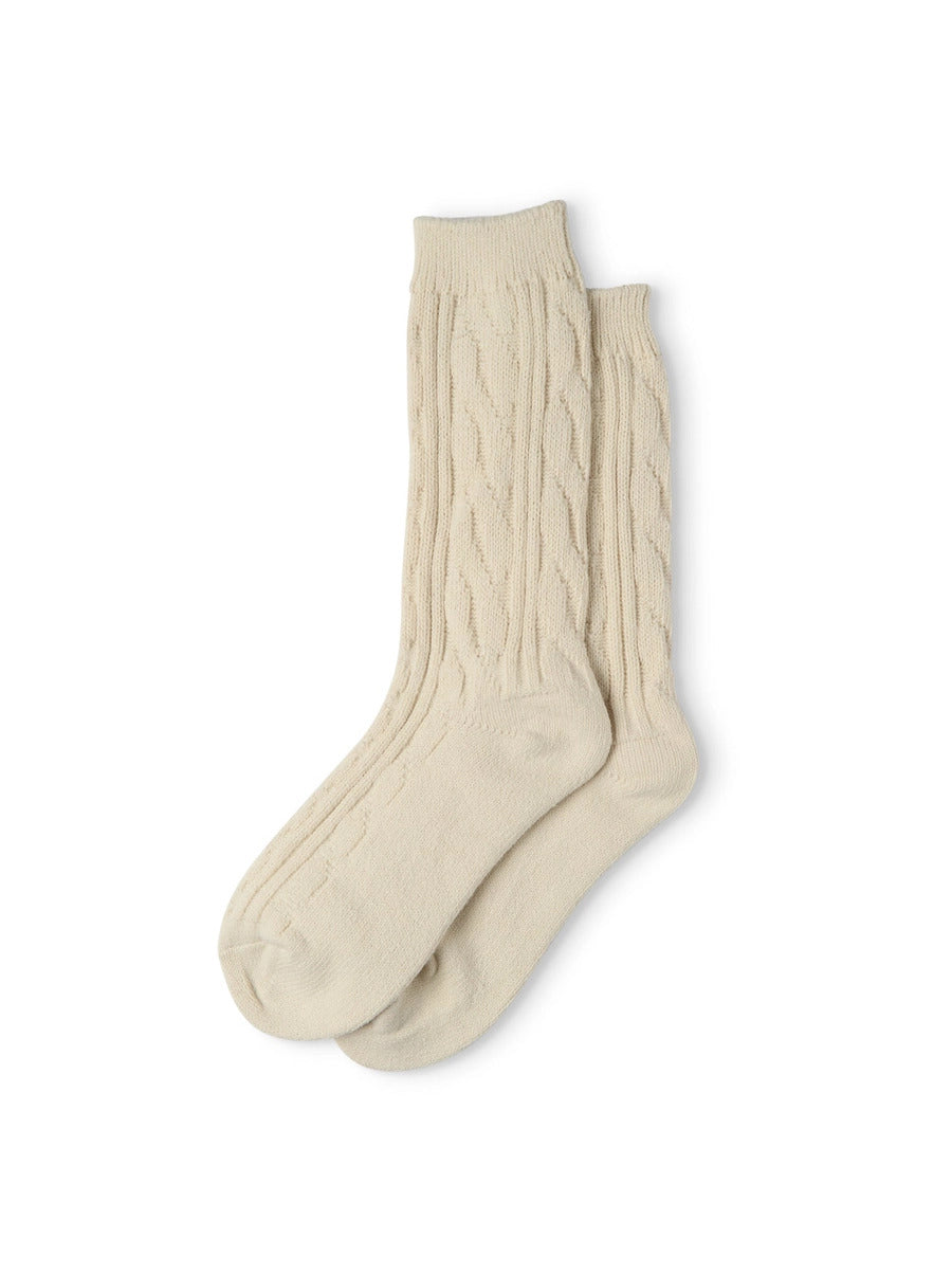 Cream Cosy Cable Knit Socks
