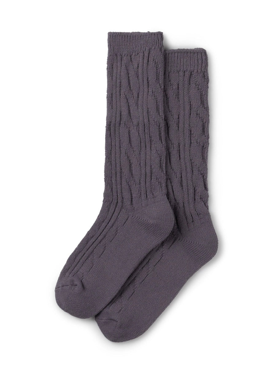 Cosy Cable Knit Socks - Charcoal