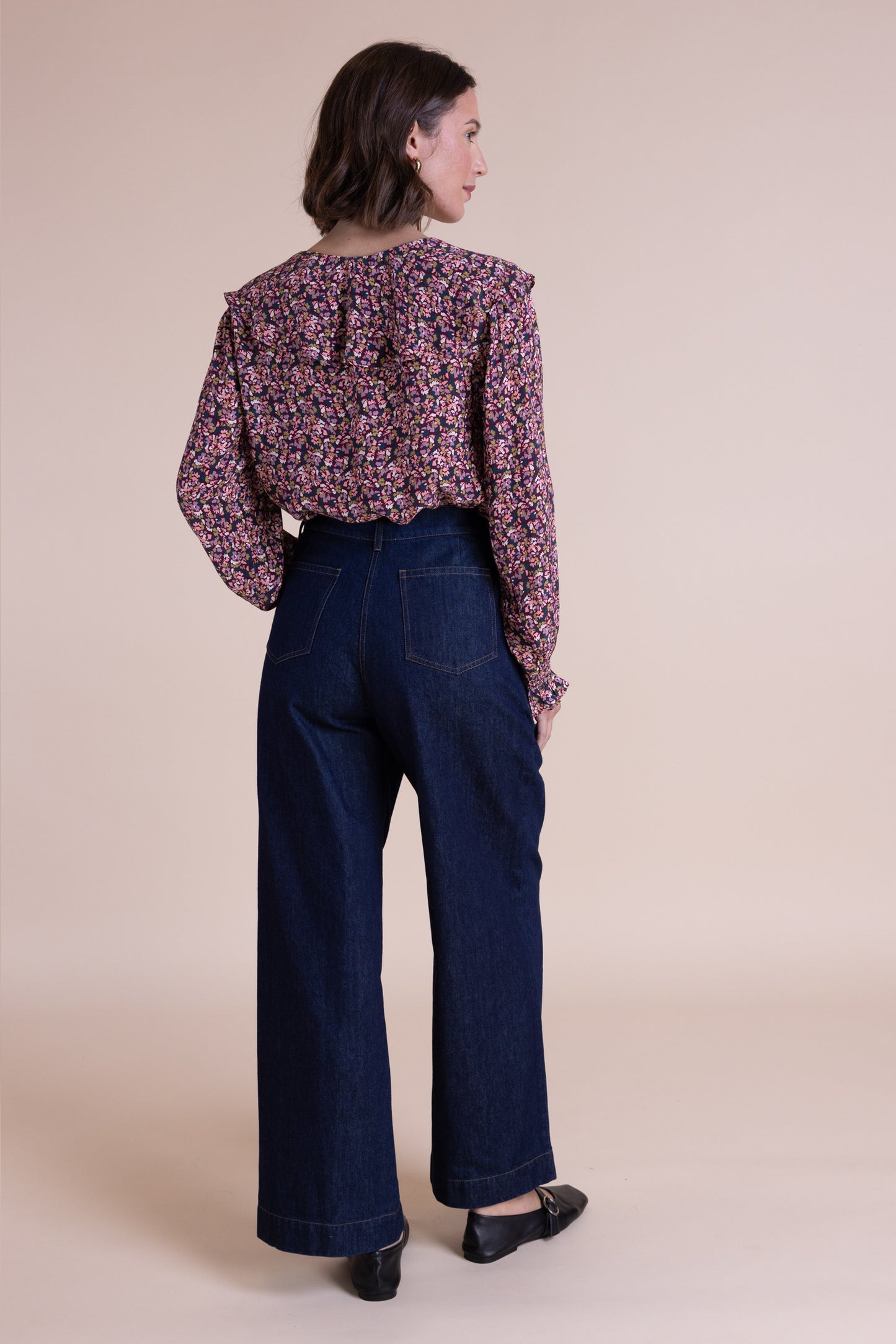 Cotton Denim Wide Leg Jeans - Indigo | Saige