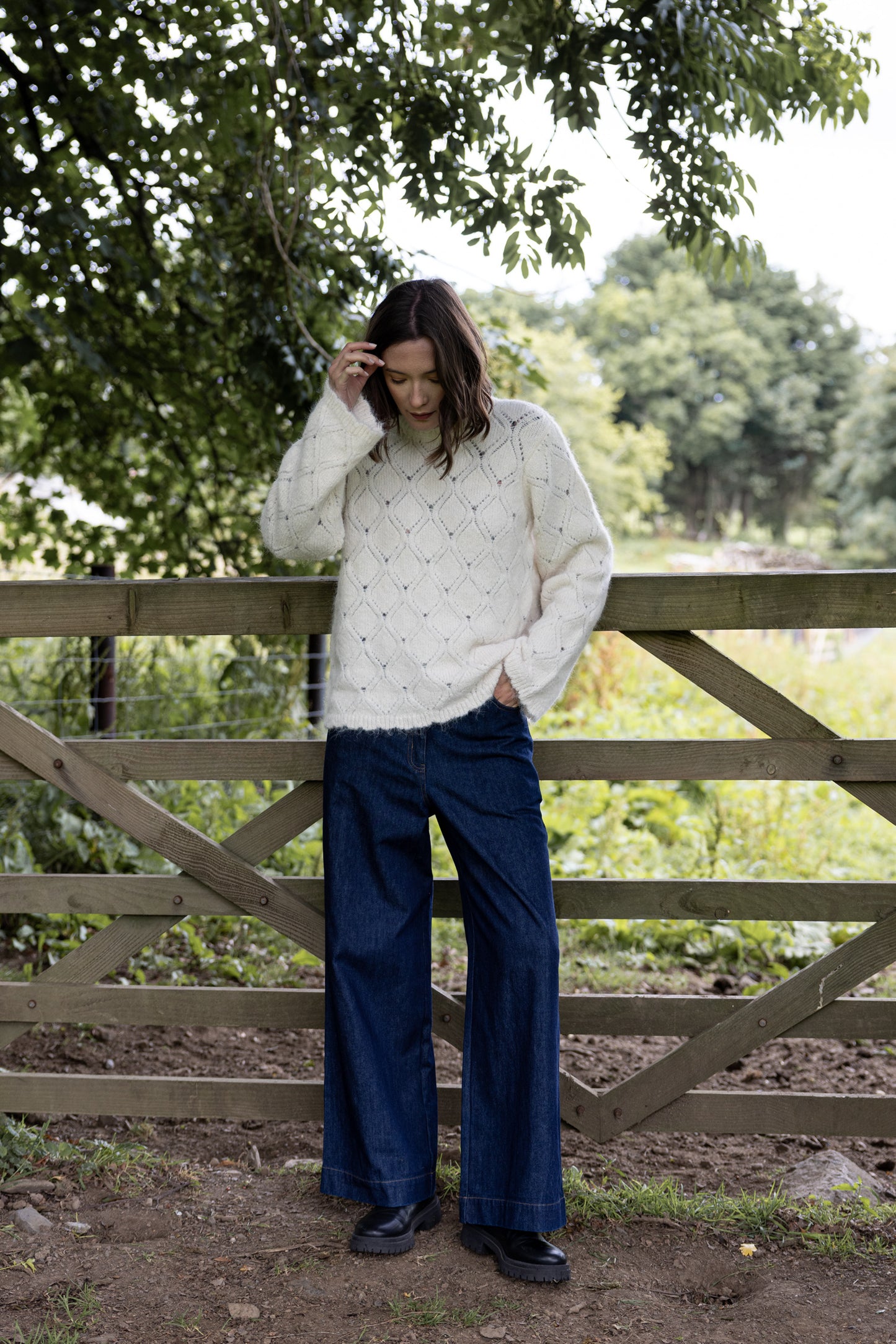 Cotton Denim Wide Leg Jeans - Indigo | Saige