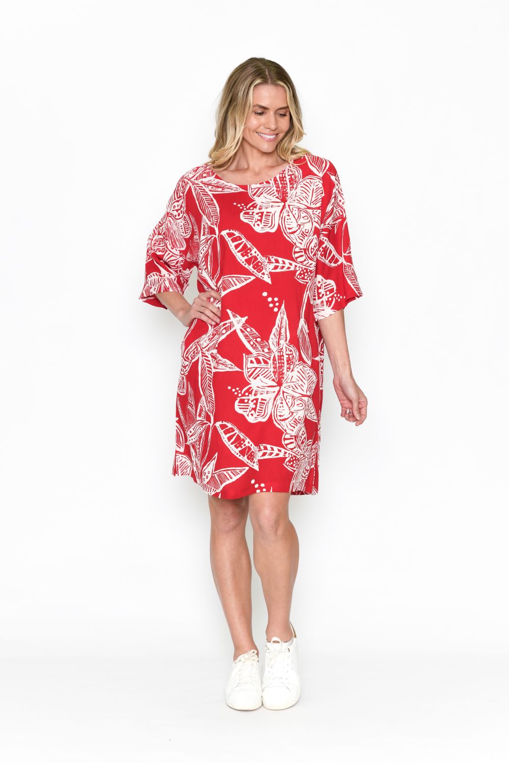 Red Print Shift Dress