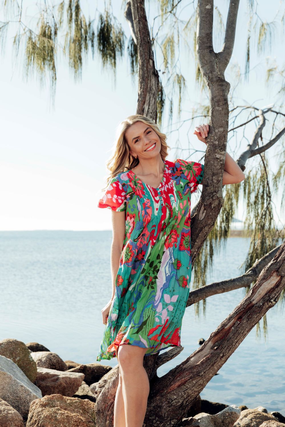 Nicola Cap Sleeve Dress - Green
