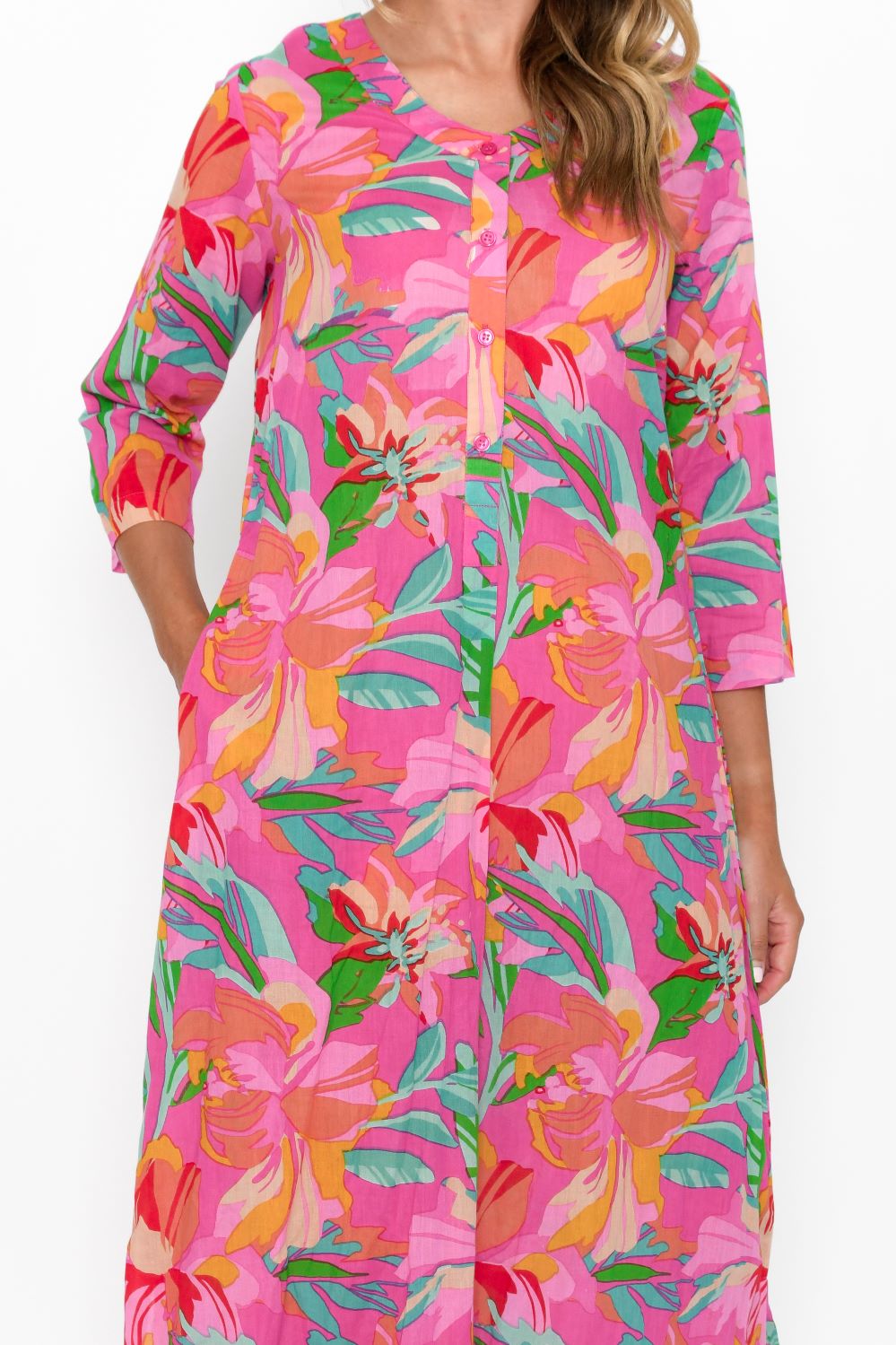 Hot Pink Print Maxi Dress