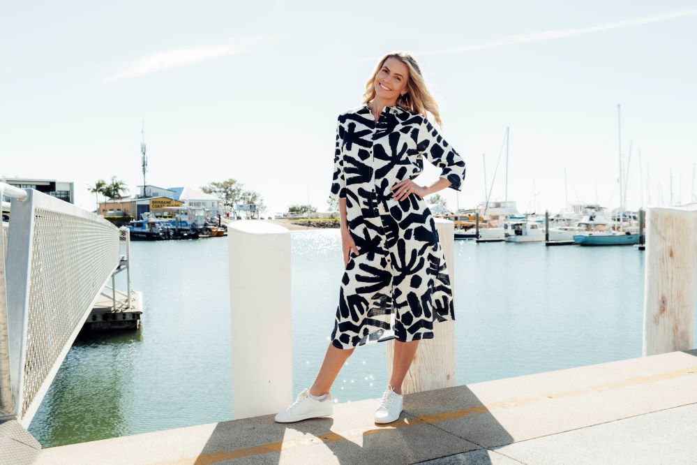 Sofia Shirt Dress in Navy & White Print