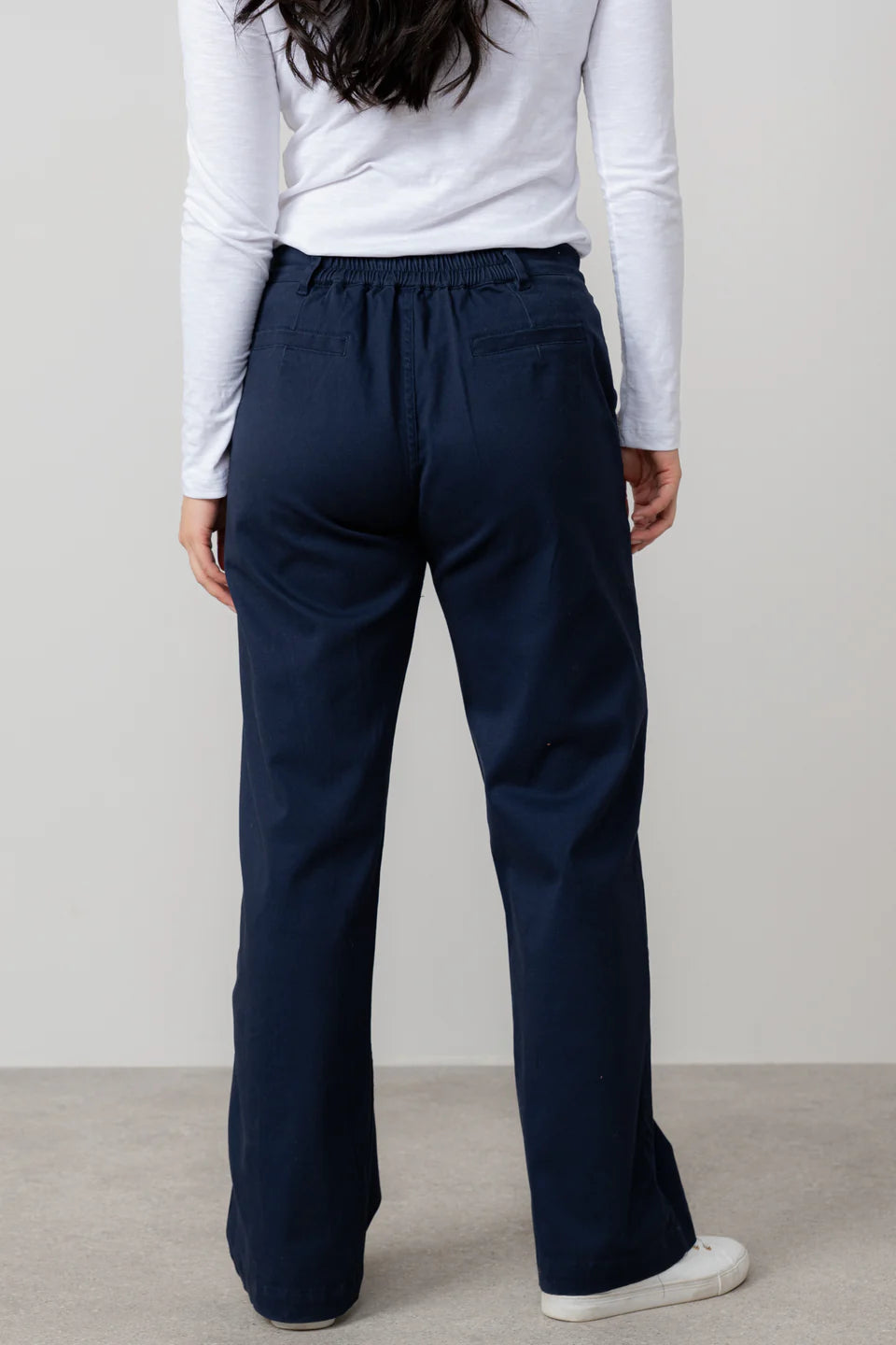 Navy Stretch Twill Wide Leg Dockside Trousers | LM25520