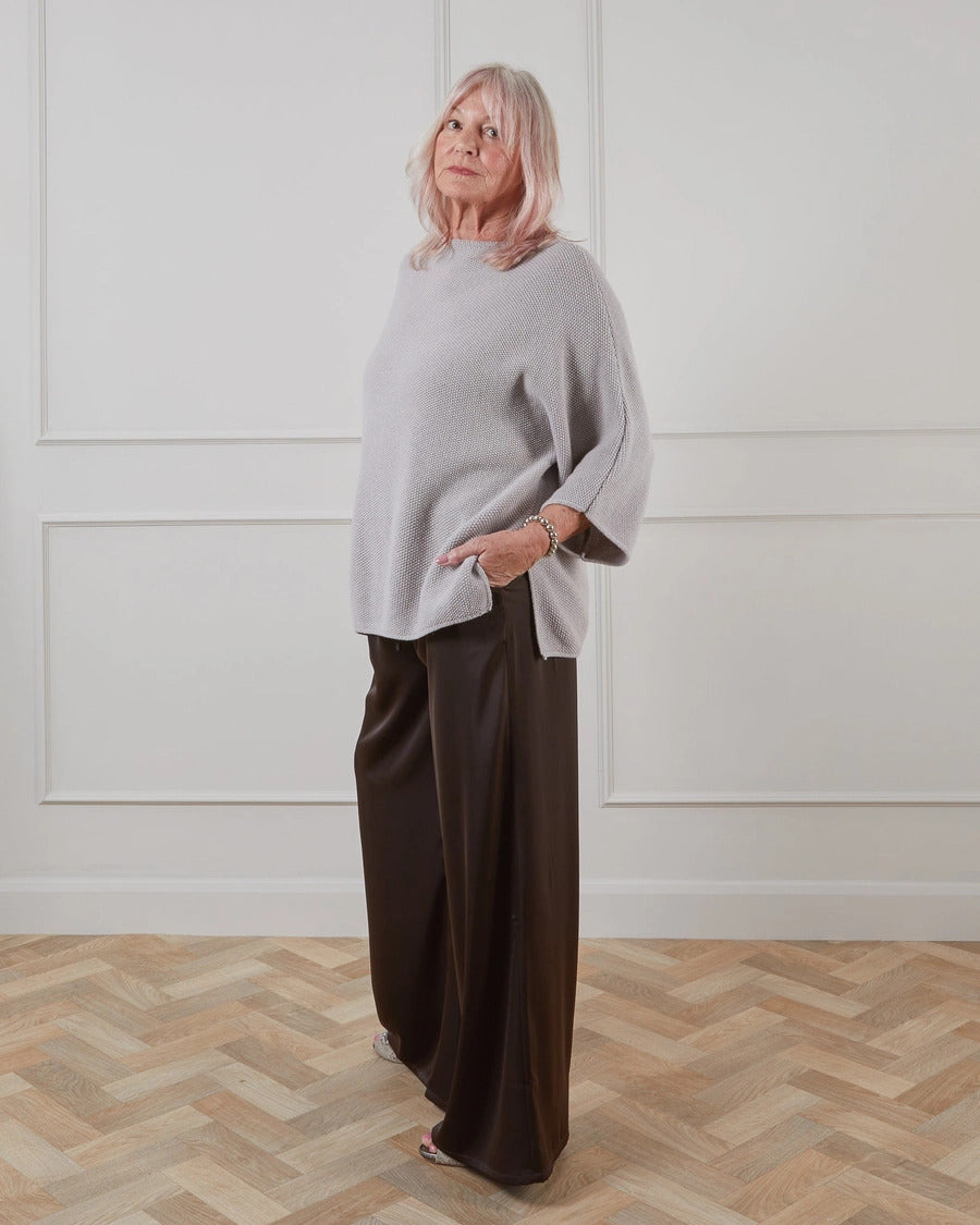 Taupe Moss Stitch Knit Jumper - Elisa