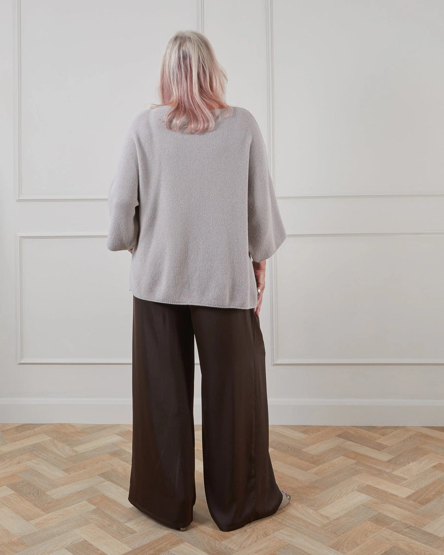 Taupe Moss Stitch Knit Jumper - Elisa