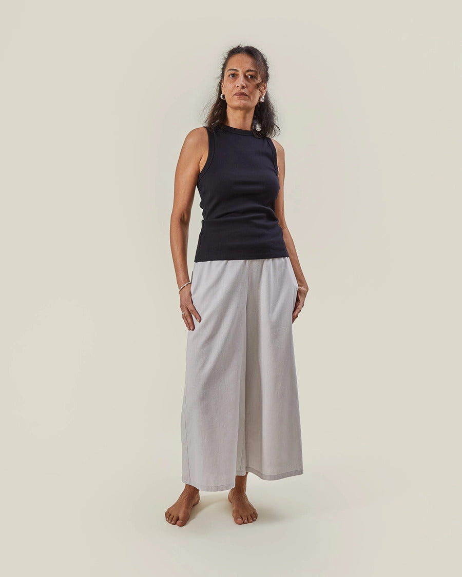 Navy Ribbed Vest Top - Ellen