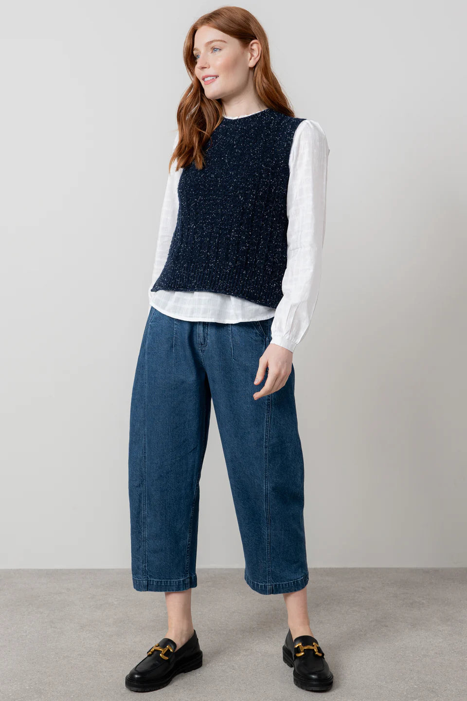 Navy Fleck Knit Eva Tank Top | Lily & Me LM25662