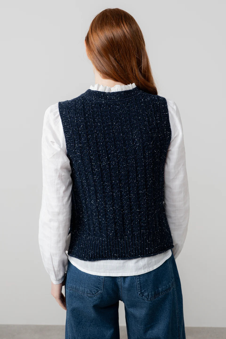 Navy Fleck Knit Eva Tank Top | Lily & Me LM25662
