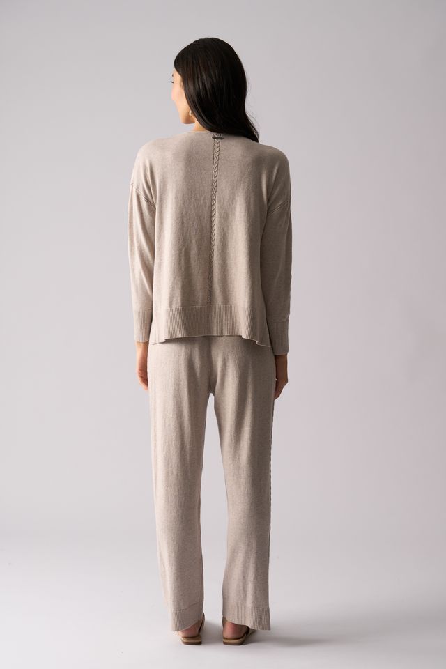 Soft Knit Casual Trousers in Latte - FO8434 | Foil