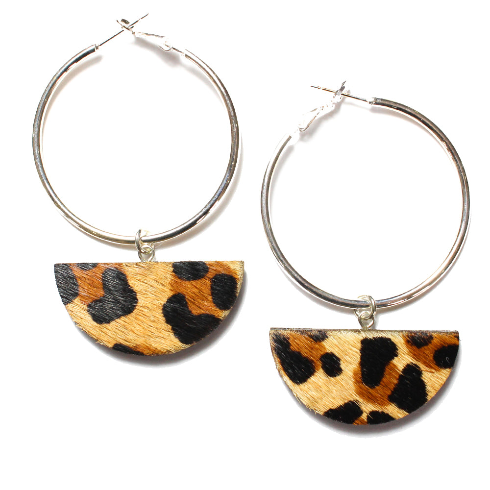 Dark Horse Selene Silver Plated Hoop Ear-Rings - Leopard Print
