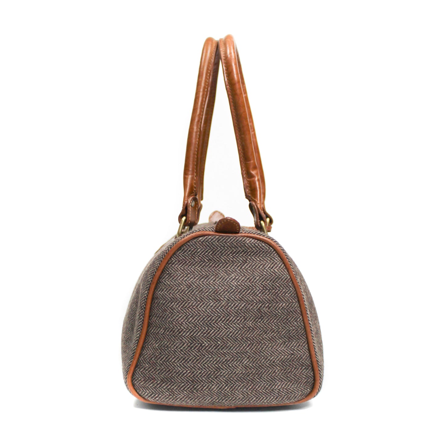 Herringbone Brown Barrel Bag