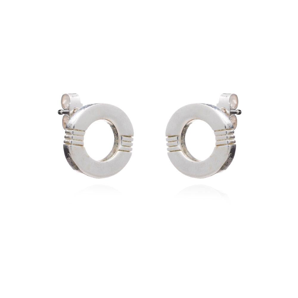 Cabbage White Silver Infinity Studs