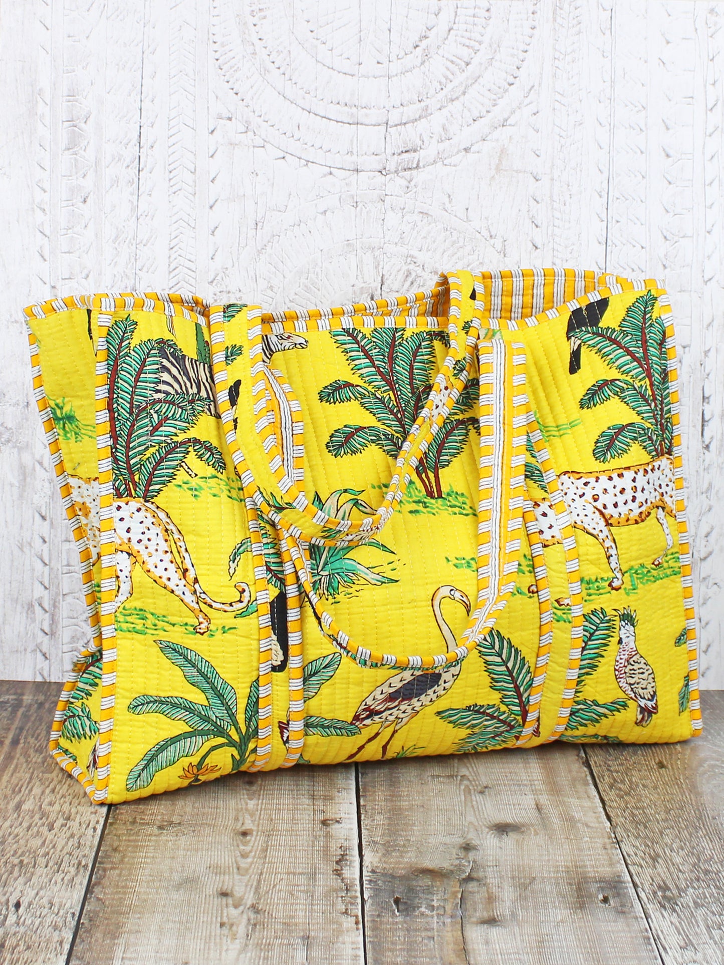 Yellow Cotton Quilted Tote Bag