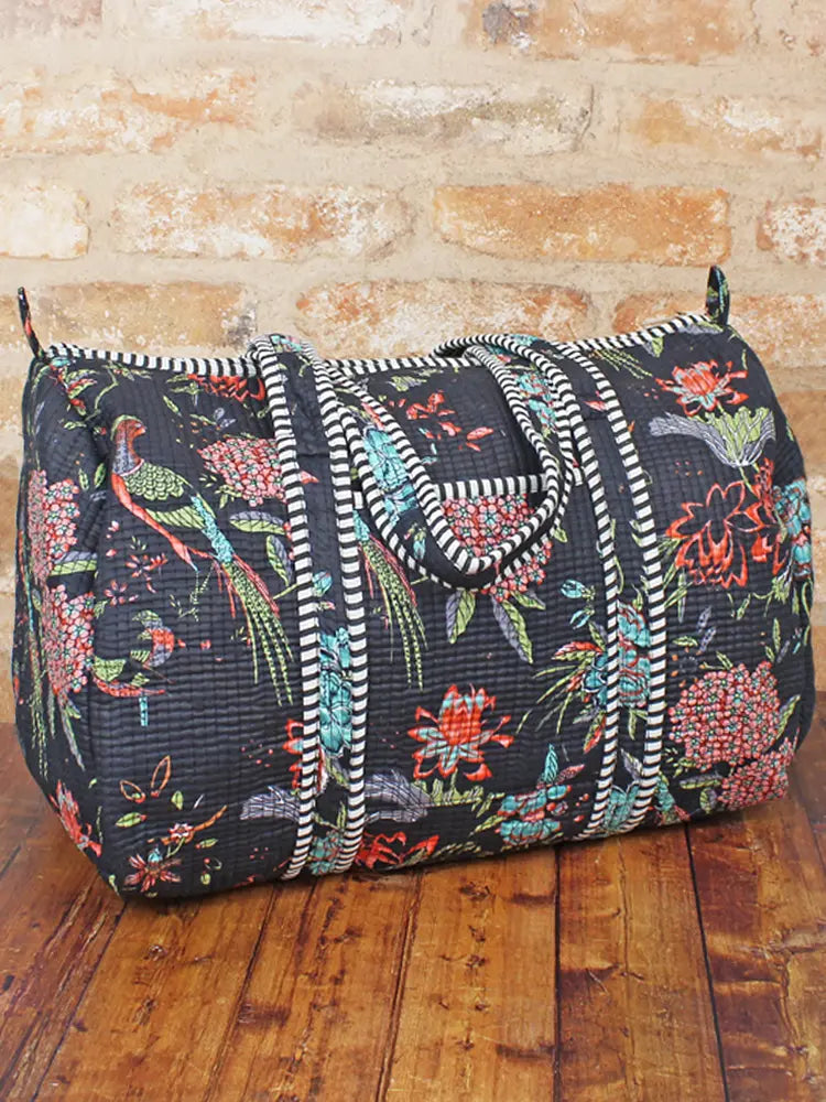 Blue Quilted Cotton Duffle Bag - JT1602BL