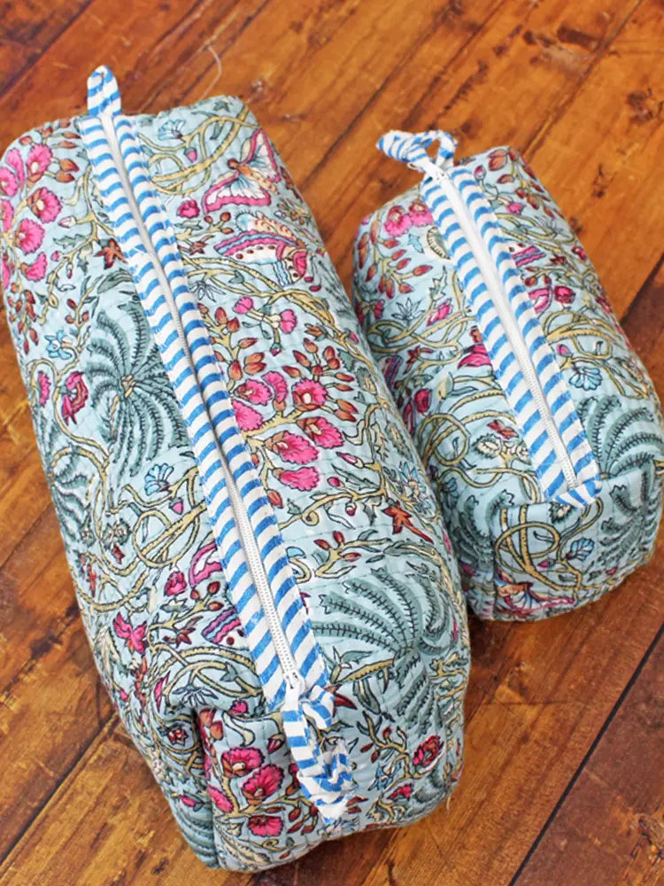 Set of 2 Turquoise Quilted Washbags | Suzie Blue - JT1603TU